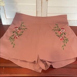 Entro Pink High Waist Shorts with Floral Design